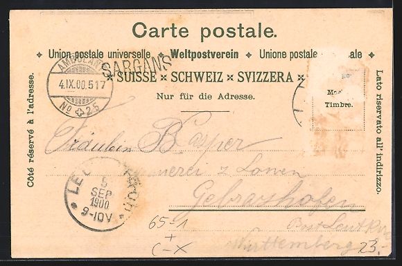 Ansichtskarten: Litho Sargans, Hotel Thoma, Bahnhof, Tot – Gebraucht aus Berlin von bartko-reher 1
