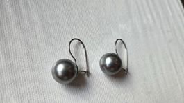 Ohrringe Ohrhänger Modeschmuck Perlen Style grau