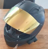 Motorradhelm schwarz Grösse L goldene Visier inkl Intercom