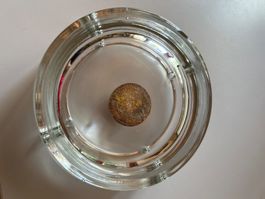 Aschenbecher Glas rund mit Korkkugel guter Zustand