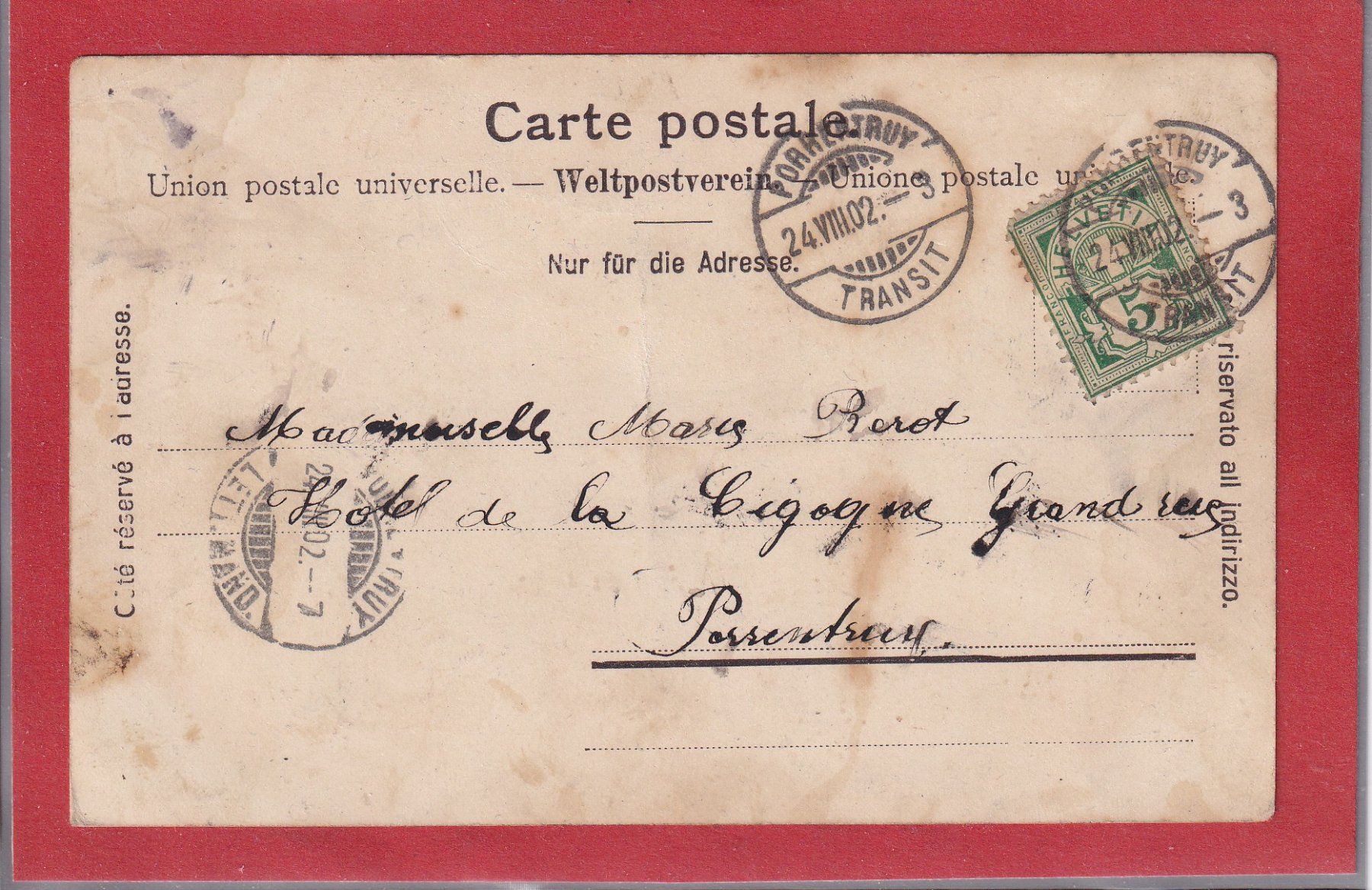 Cartoline postali: Bonfol - Café de la Gare - 1902 – Usato da Orvin venduto da Pyaeschli 1