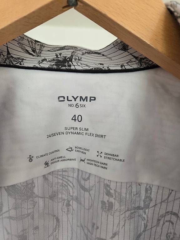 Hemden: Olymp Level 6 Super Slim Hemd Gr.40 weiss Blumenmuster – Gebraucht aus Ostermundigen von wab_jxp5 1