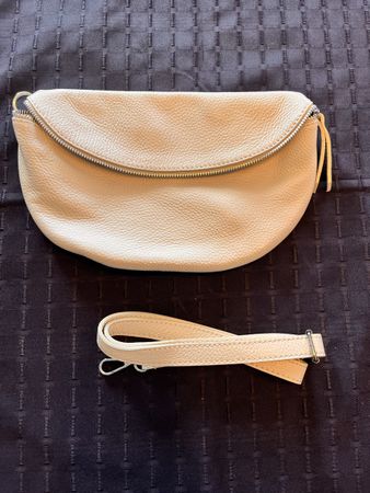 NEU:Elegante Leder Handtasche, Umhängetasche, Farbe:beige