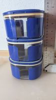 Tupperware 3 Behälter Vorrat blau mit weiss und Sichtfenster