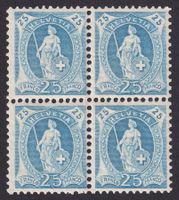 93A, Stehende Helvetia Viererblock postfrisch **, Kat: 160.-