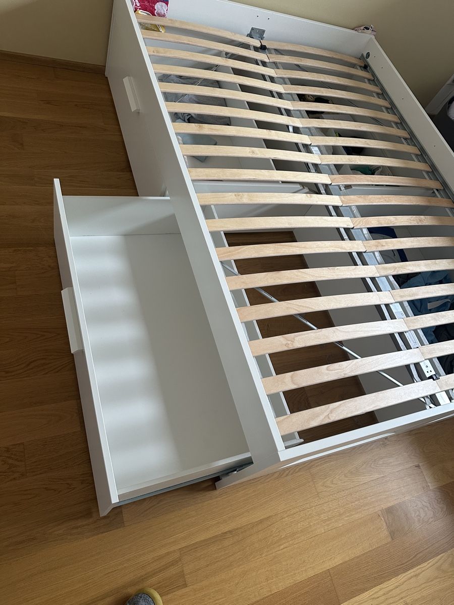 Letti: IKEA BRIMNES bed frame with storage + LURÖY slatted base – Usato da Zürich venduto da gel_8npg 1
