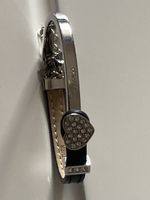 Guess Armband Leder Schwarz Herz Silber Zirkonia Damen