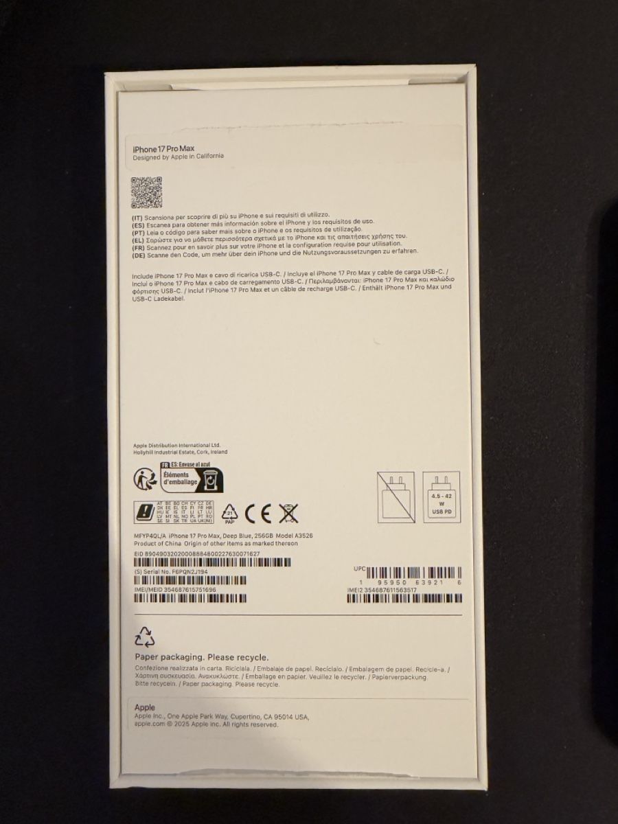 Apple Telefoni cellulari / Smartphones: iPhone 17 Pro Max, Blue, 256Go – Usato da Payerne venduto da hof_m5cz 3