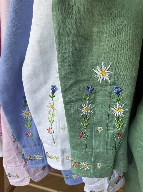 Camicette: Damen Leinenhemd Edelweiss Blau – Usato da Thalwil venduto da han_2b8c 5