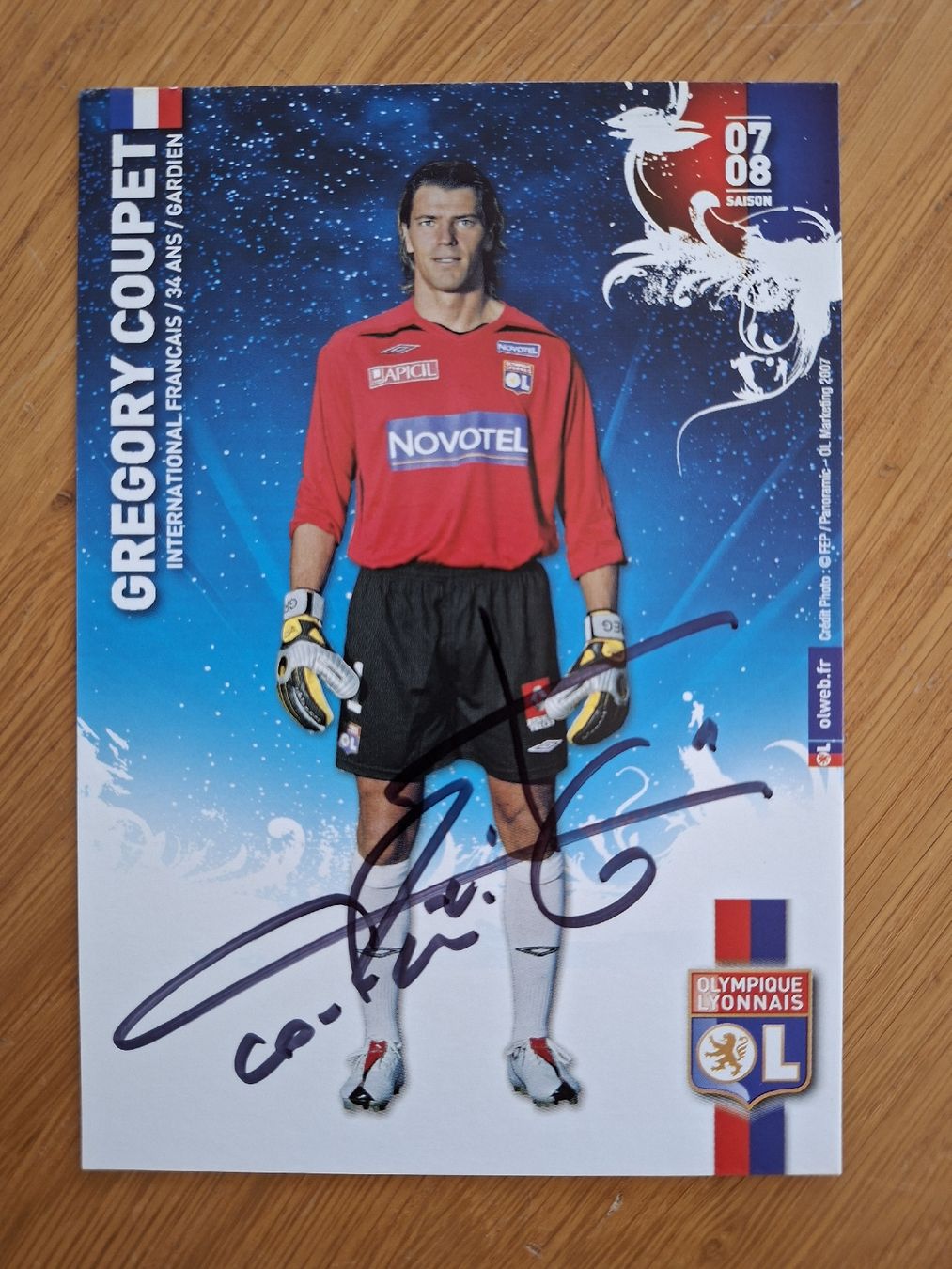 Autografi: Gregory Coupet Autogrammkarte Olympique Lyon original – Usato da Thun venduto da wuschu