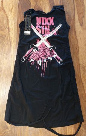 Kleid Vixx Sin schwarz mit Print Grösse2 x M neu mit Etikett