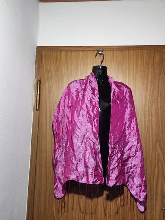 Écharpe en soie 100% rose vif, imprimé floral asiatique,