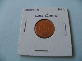 Seltener US Penny Cent 2009-D "Log Cabin" Neu Zustand