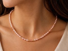 Collier perles roses et pierres de soleil, argent 925