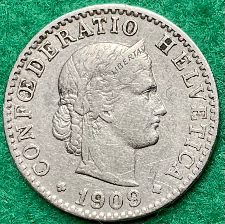 Tutti le monete: Pièce de 20 centimes suisse 1909 – Usato da Plan-les-Ouates venduto da gab_cgf6