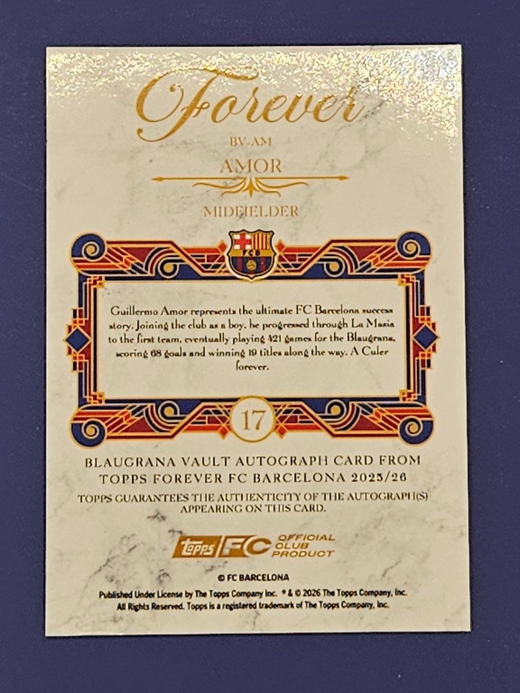 Topps Carte collezionabili: 2025-26 Topps Forever FC Barcelona AMOR auto/75 – Usato da Arth venduto da Web_air1 1