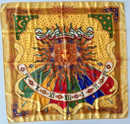 Superbe foulard HERMES-Paris "Carpe Diem" (Gloria Soli) 1994
