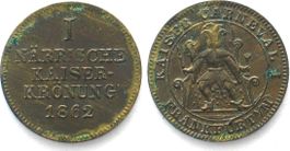 FRANKFURT I. NÄRRISCHE KAISERKRÖNUNG 1862 Messing 20mm unz