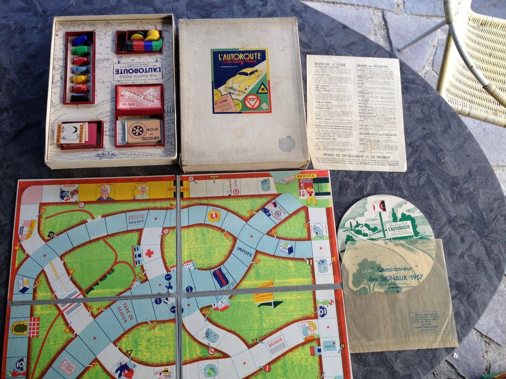 Jeu De Société Ancien L'Autoroute The Funny Road 1954 André Bayhourst Dujardin