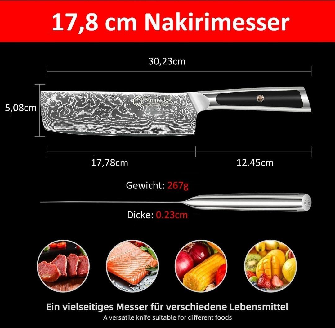 Küchenmesser: 18cm Nakiri Messer Küchenmesser Damastmesser – Neu und originalverpackt aus Oberentfelden von sch_8bt6 1