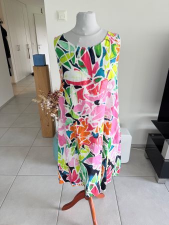 Cynthia Rowley farbenfrohes Leinenkleid Gr M wie neu