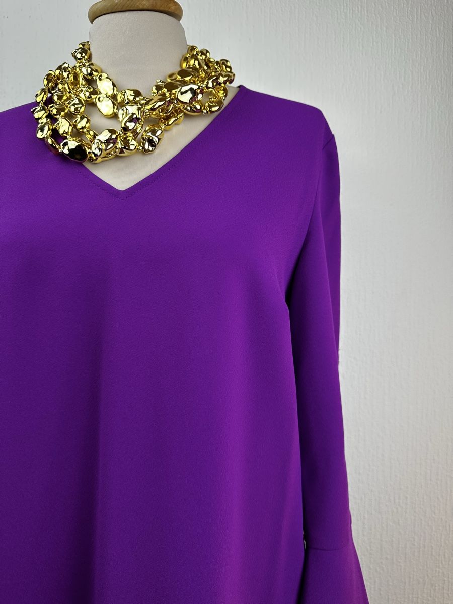 Hallhuber Vestiti: Robe Hallhuber violette taille 40 manches évasées neuve – Nuovo (secondo la descrizione) da Châtelaine venduto da Alexandra.jankowski 1