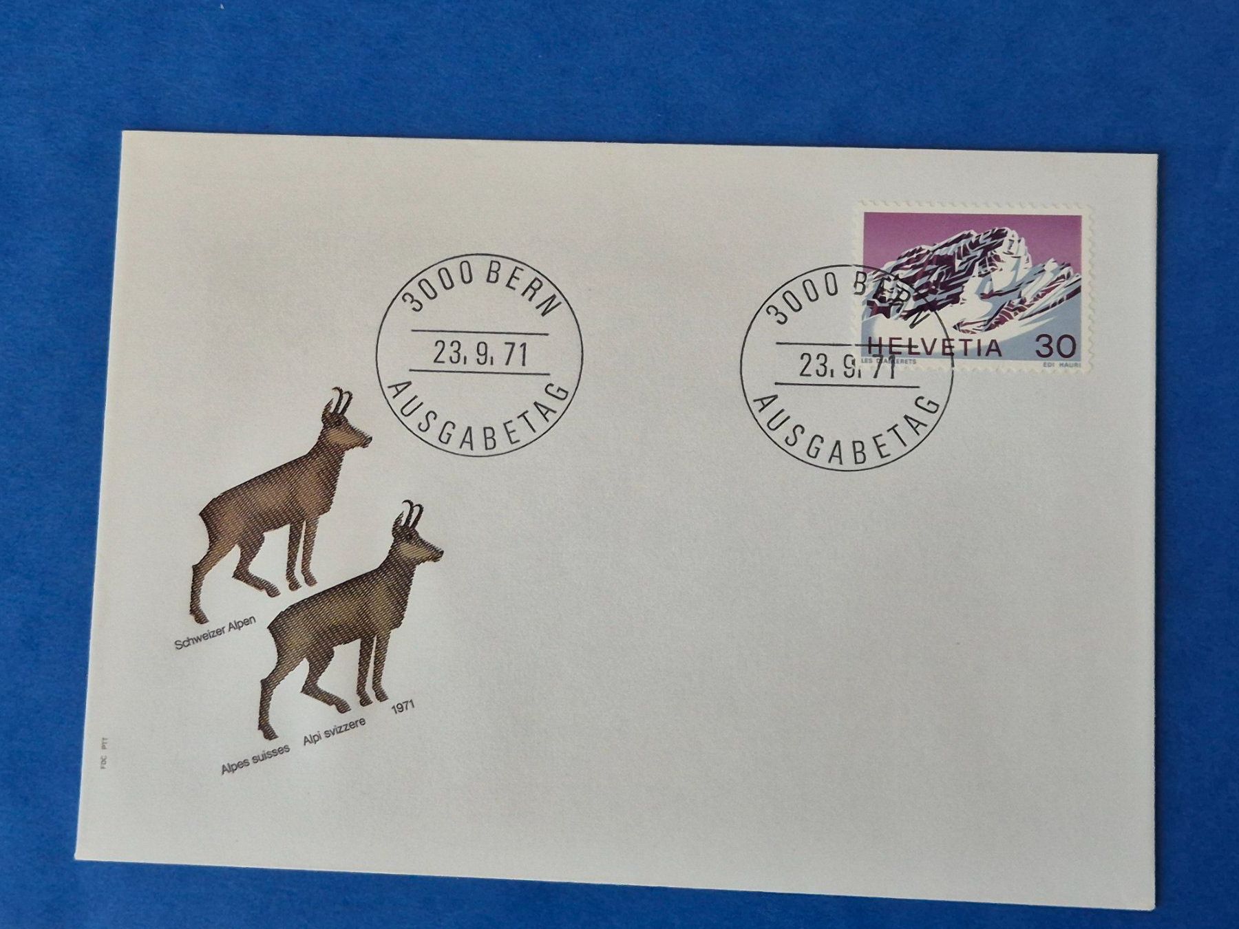 Alle Briefmarken: Ersttagsbrief Schweizer Alpen 23.9.71 – Neu (gemäss Beschreibung) aus Seewen SZ von SuperpumaDisplayTeam