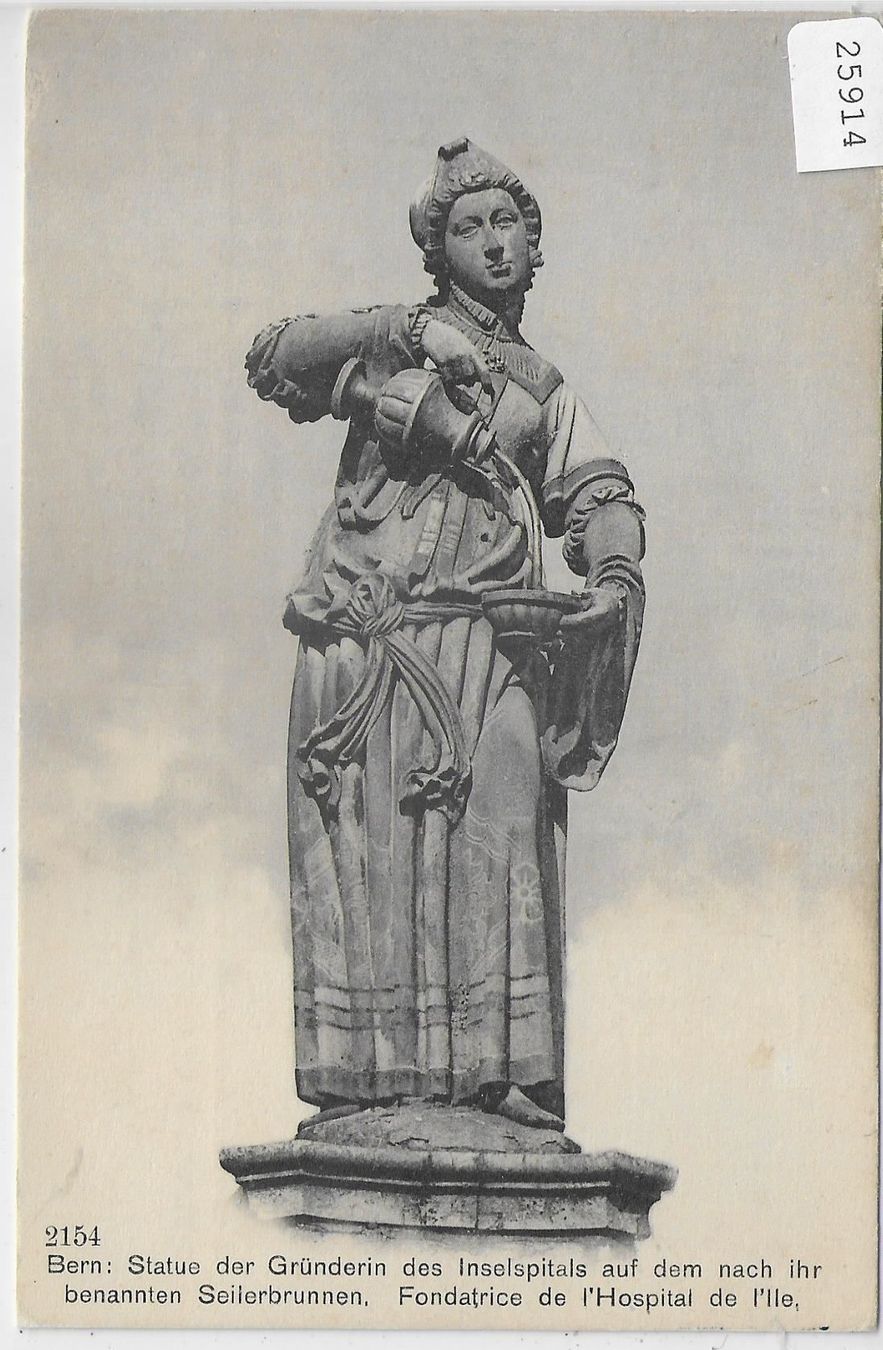 Sculptures & Statues: Bern - Statue der Gründerin des Insel- – Antique à Ettingen par Kartenplanet
