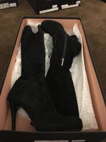 Suede Over-the-Knee Boots, Size 40, Black, New