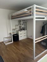 Hochbett 140x200 Metal (weiss und holzoptik)