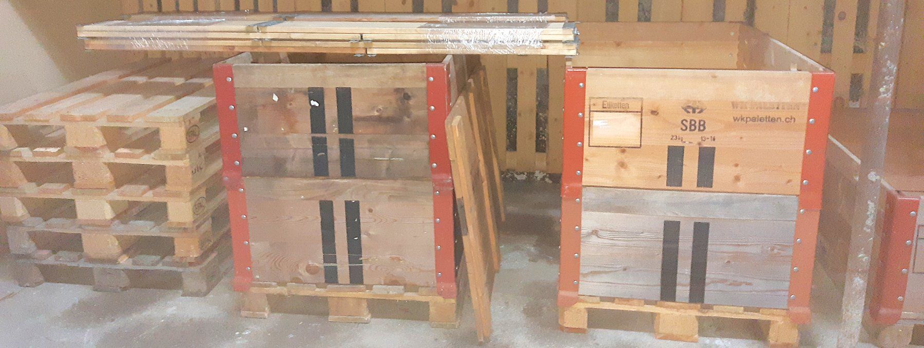 Paletten: 10 Paletten + 11 Rahmen + 1 Deckel – Gebraucht aus Wattwil von webrawa