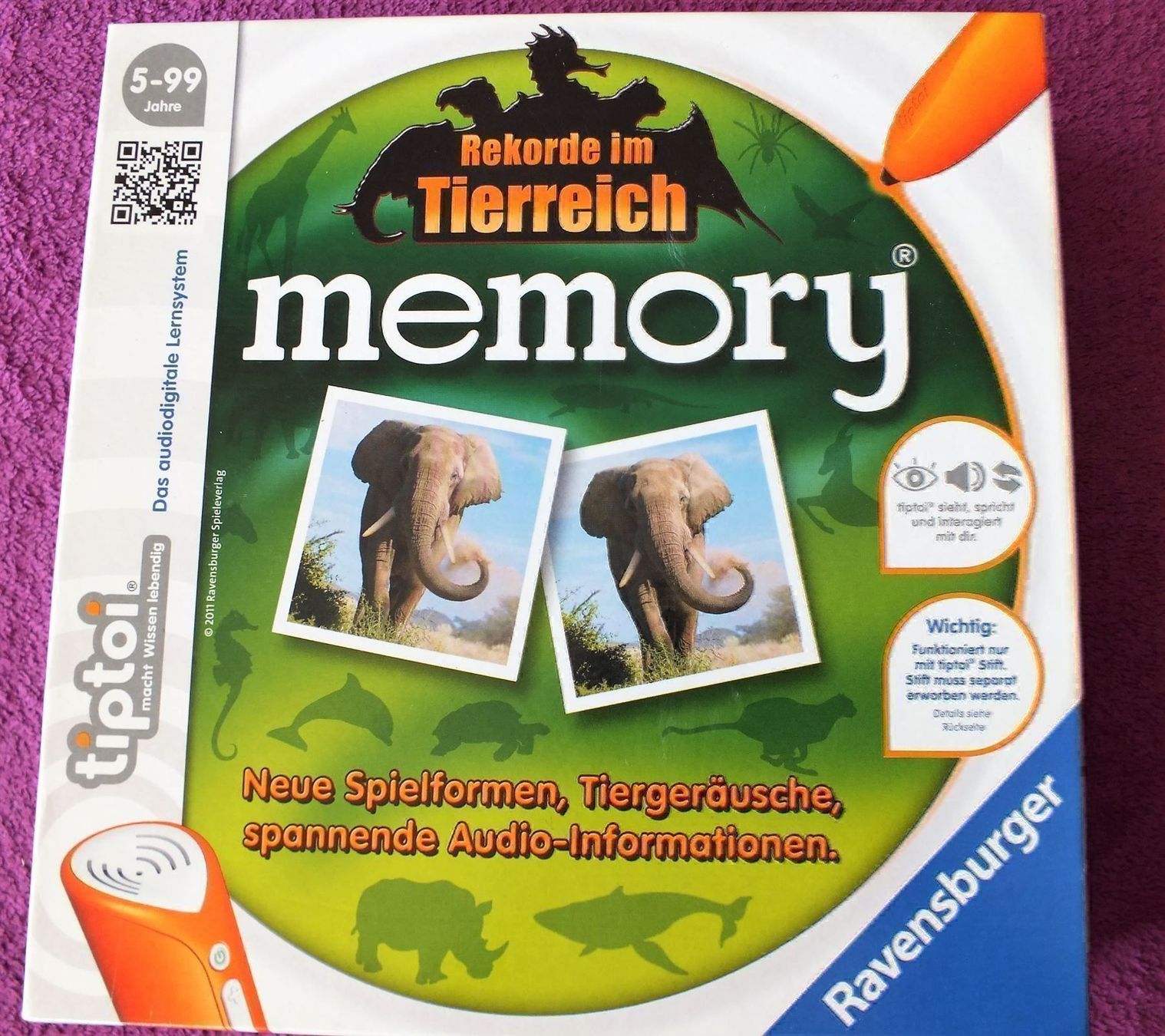 Ravensburger Giochi: tiptoi Memory - Rekorde im Tierreich – Usato da Müllheim Dorf venduto da Seeeule01