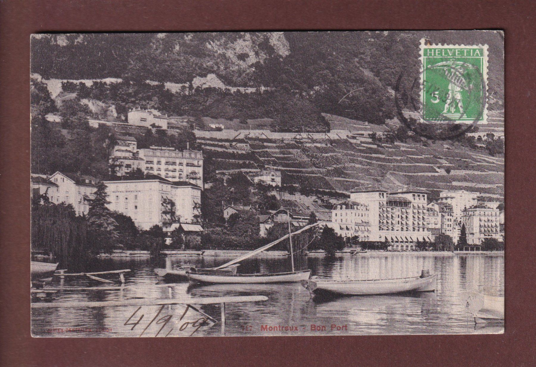Cartes postales: MONTREUX - Bon Port - 1909 – D'occasion à Pully par nicecards-shop