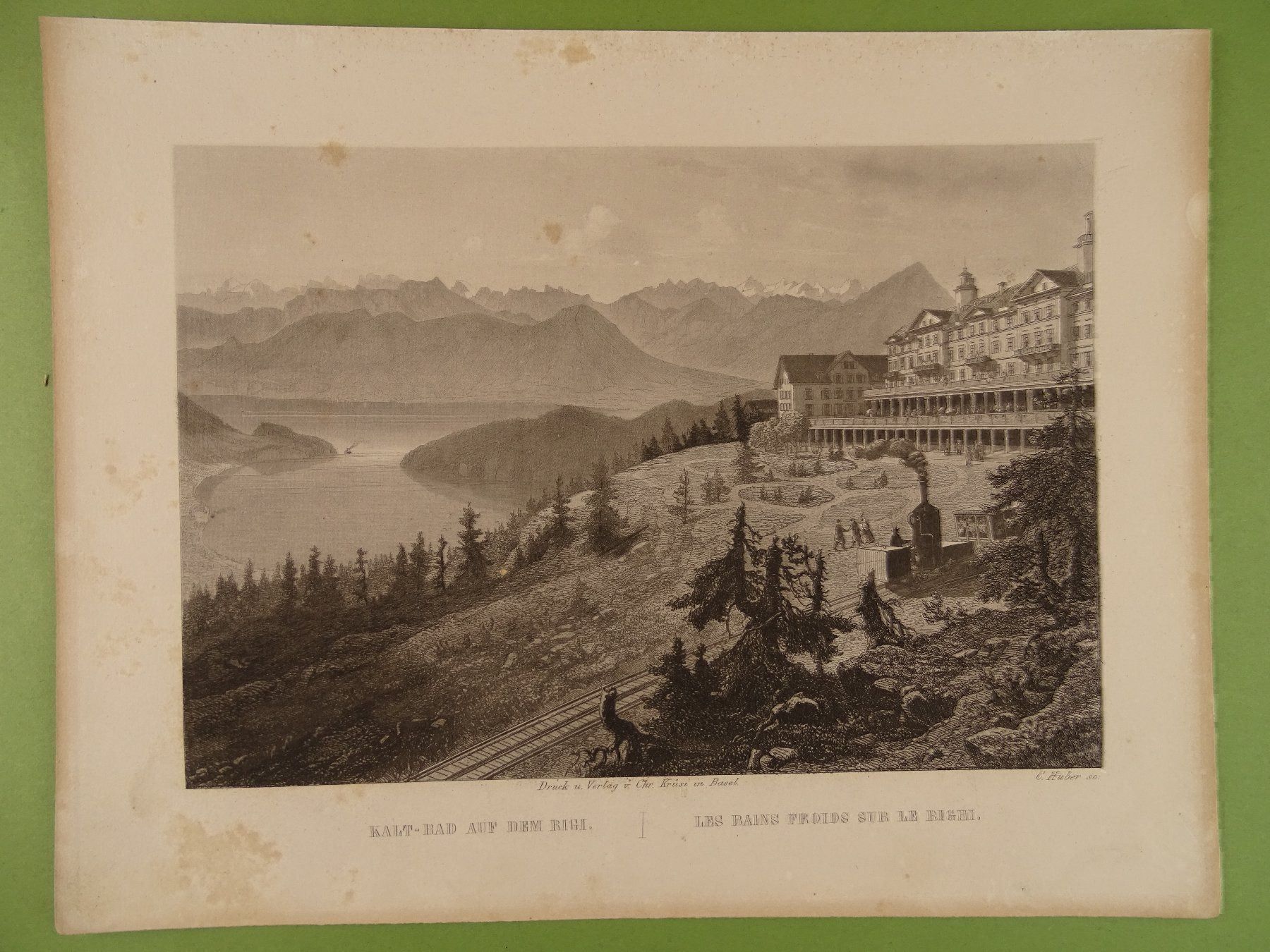 Stiche: KALT-BAD RIGI, STAHLSTICH UM 1875 – Gebraucht aus Grüningen von Kartensammler 1