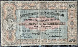 Schweizer Nationalbank Zwanzig Franken Note, 1927