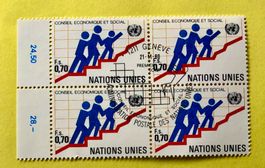 4 er Block Nations Unies gestempelt  ﻿Siehe Original Fotos ﻿