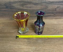 Zwei Glasvasen mit Gold- und Silberdekor guter Zustand