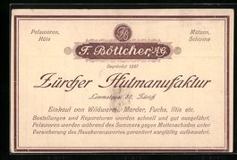 Zürich, Zürcher Hutmanufaktur F. Bött