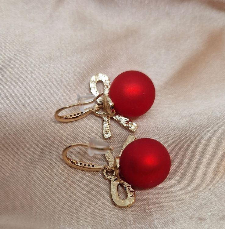 Orecchini pendenti & Orecchini a lobo: Schmuck rote Ohrringe runde Kugel – Nuovo (secondo la descrizione) da Rotkreuz venduto da Carbone_Bijou-Shop 1