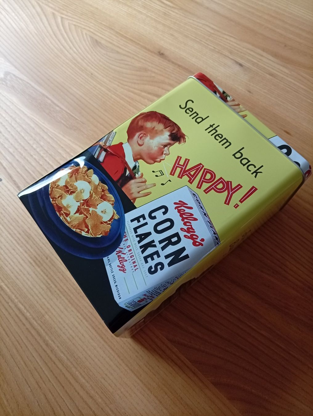 Contenitori & Simili: Tolle Kelloggs Cornflakes Blechdose, cooles Design Höhe 25cm – Usato da Luzern venduto da Seri4 3