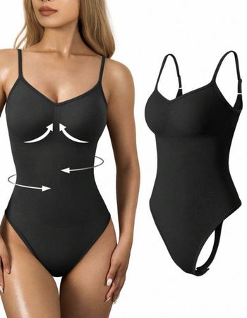Black Seamless Shapewear Bodysuit 🖤✨ 