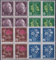 1948, J125-J128 Viererblöcke (BLUMEN) ** Kat: 28.-