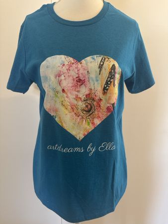 Damen T-Shirt blau Herzprint "artdreams by Ella" Grösse S