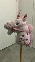 Steckenpferd Einhorn rosa Plüsch mit Stickerei gut erhalten