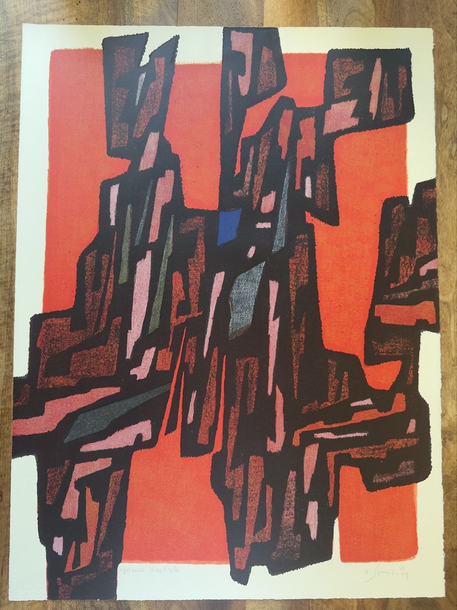 Grafica & Litografie: Gustave Singier Lithographie "Château-feu" 1959 – Usato da Zürich venduto da cENS0R