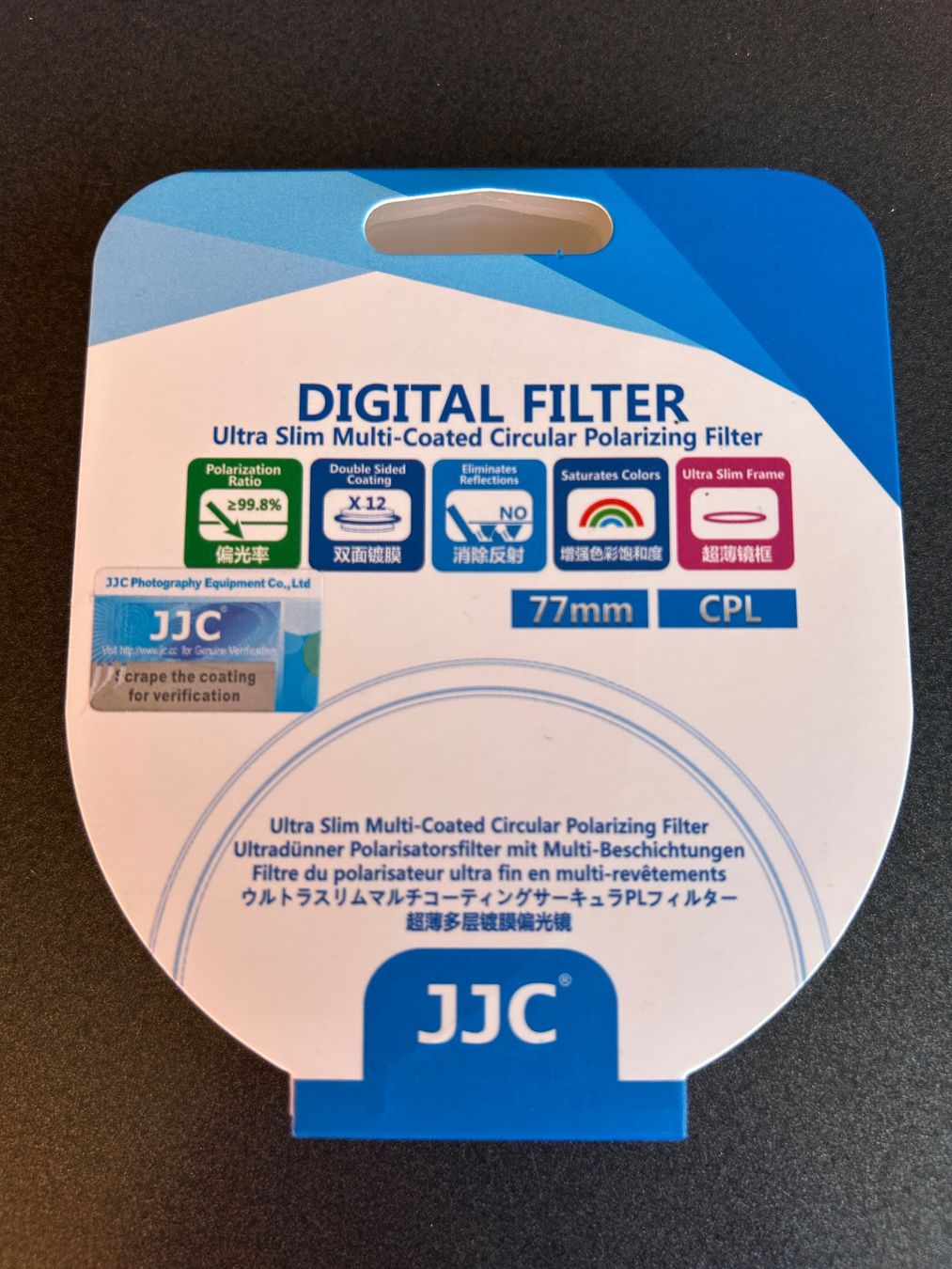 Filtri: Polfilter JJC 77mm CIR-PL Slim Frame Filter – Usato da Port venduto da Matlynx 1