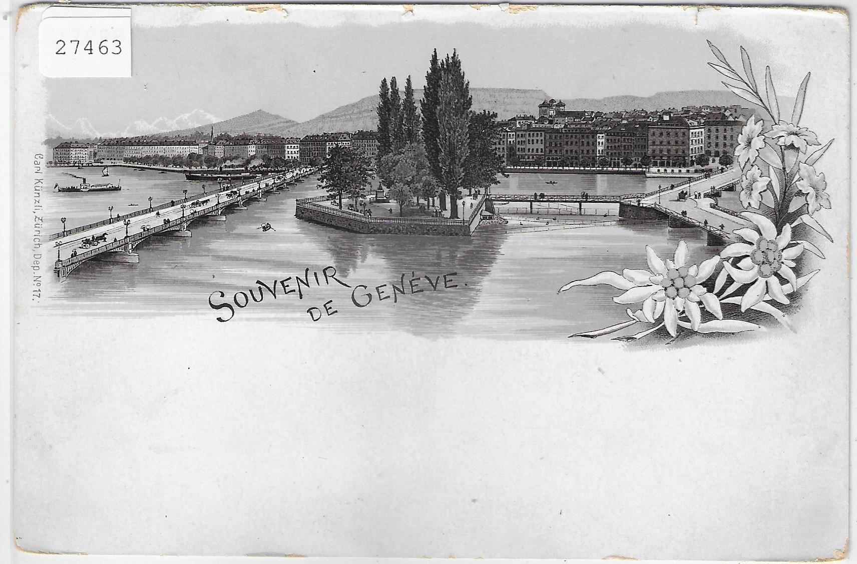 Cartoline postali: Souvenir de Geneve - Litho 1900 – Usato da Ettingen venduto da Kartenplanet