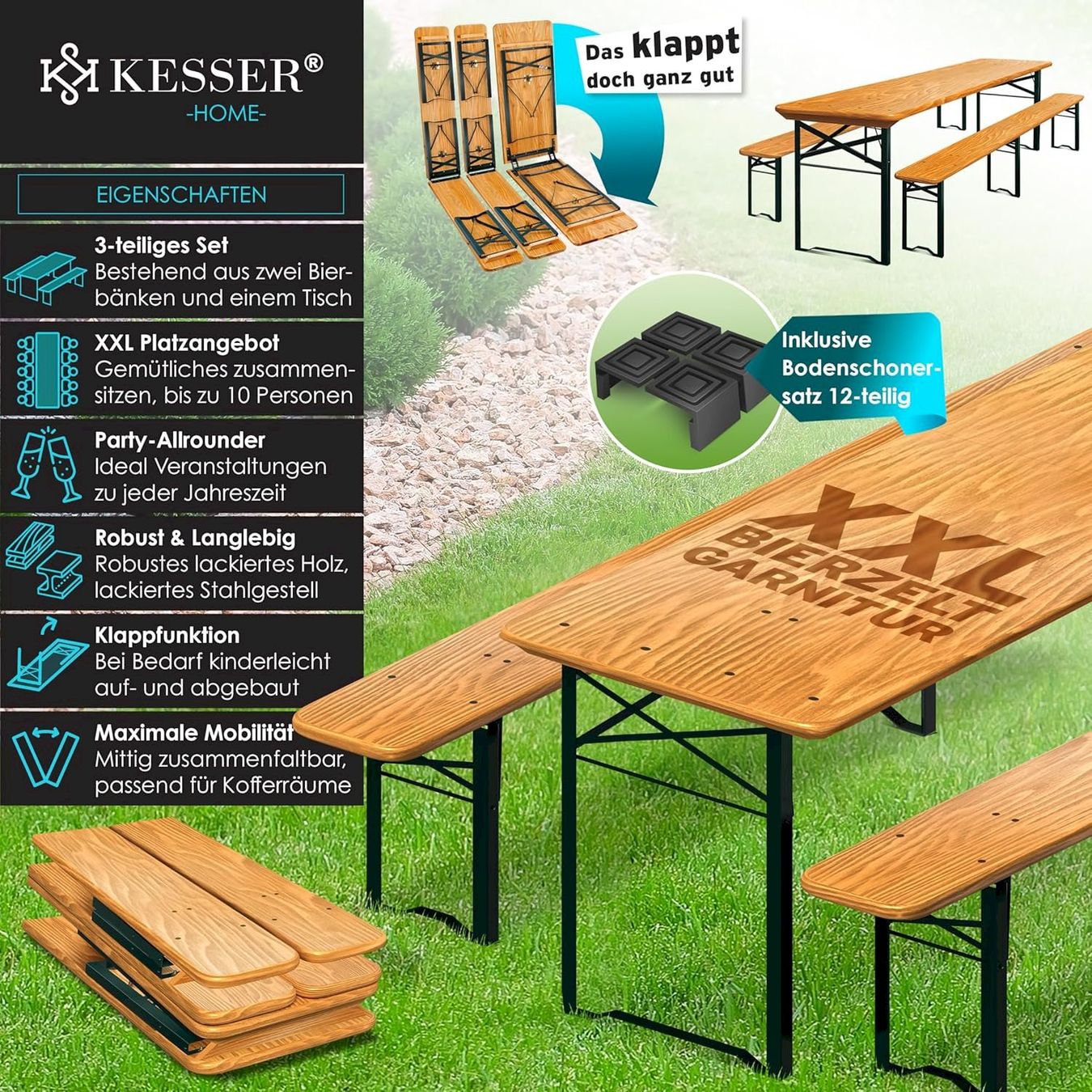 Salotti da giardino: Bierzeltgarnitur 3-Tlg 220x50x77cm – Nuovo e nell'imballaggio originale da Bottighofen venduto da zaap 1