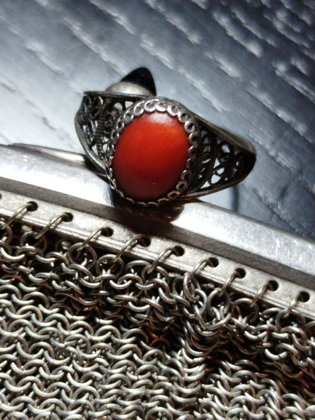 Ringe: Silberring mit Koralle, teuerste Farbe "Boule Blut "Gr. 52,5 – Gebraucht aus Rupperswil von Annet.Dann888