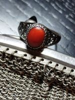 Silberring mit Koralle, teuerste Farbe "Boule Blut "Gr. 52,5